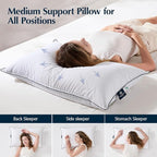 Pacific Coast White Goose Down Fiber Bed Pillow, Hotel Collection Pillow for Back, Stomach and Side Sleeper, Medium Supportive, Downproof, Standard Pillow 1 Pack