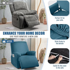 TAOCOCO Recliner Chair Covers 4-Pieces for Oversized Recliner, Stretch Recliner Cover for Large Chair Washable Polyester Soft Fabric Furniture Protector(Oversized Recliner, Turquoise Blue)