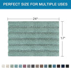 H.VERSAILTEX Bathroom Rugs Bath Rugs for Bathroom Non Slip Bath Mats Extra Thick Chenille Striped Rug 17" x 24" Absorbent Soft Shaggy Washable Dry Fast Bath Mats for Bath Room Floor - Eggshell Blue