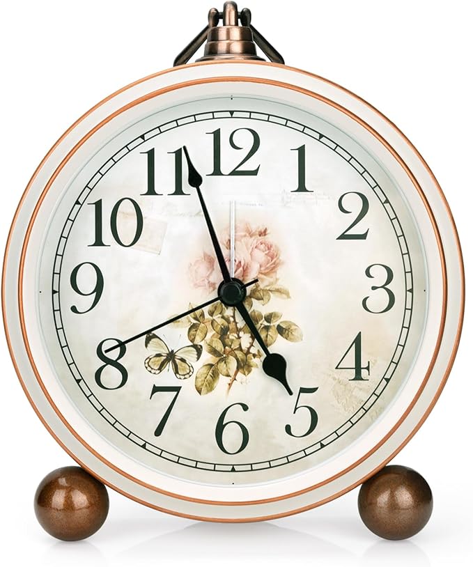 Maxspace Classic Vintage Clock - Elegant and Decorative Analog Clocks,Silent Non-Ticking Clock with Distressed Metal Frame for Office, Living Room or Bedroom