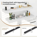 Heimlove 12 Inch Deep Floating Shelves, 16 x 12 inches Long Wall Shelf, Large Extra Display Shelf & Storage Shelf, Rustic Wood Wall Shelves for Fireplace Mantel, White - 2Pack