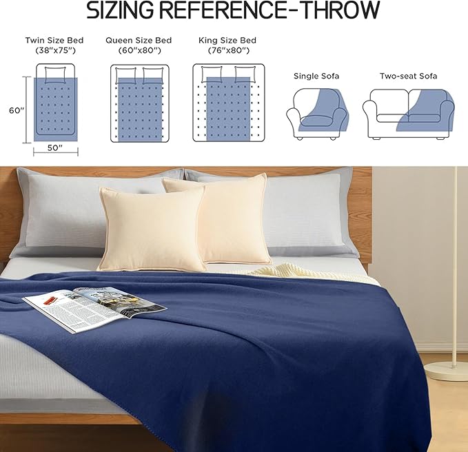 24 Pcs Fleece Blankets Bulk 60 x 50 in, Throw Blankets in Bulk for Wedding Bed Couch Outdoor Use Homeless (Blue)