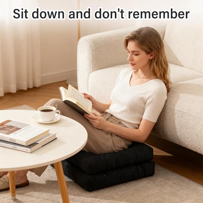 Tiita Outdoor Cushions Square Floor Pillow Thicken Tufted Seat Pad Large Floor Cushion for Yoga Meditation Living Room