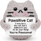 Positive Crochet Cat Christmas Birthday Gifts for Women Men Daughter Son Uncle Aunt Back to School Friend Coworker Desk Home Fall Decor Emotional Inspirational Support Crochet Animals Gift Idea
