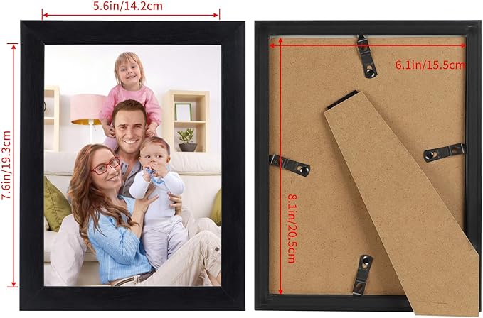 Giftgarden 6x8 Picture Frame 7 Pack, 6 by 8 Black Photo Frames Set for Wall or Tabletop Display