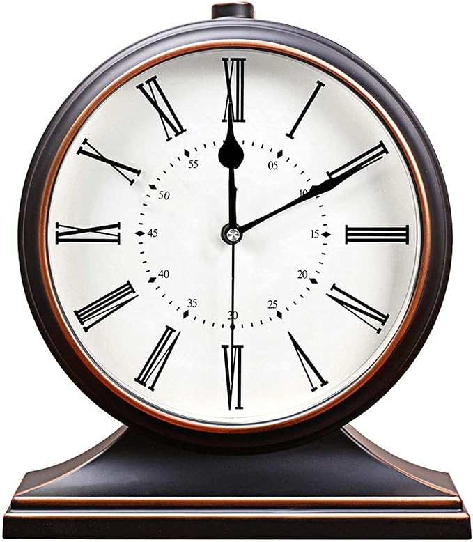rnuie Desk Clock for Table Decor, Retro Mantel Clock Battery Operated for Fireplace Mantel, Living Room, Bedroom, Office, Desktop Decoration