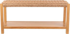 Alaterre Furniture Newport 40 Inch Solid Wood Entryway Bench - Modern Farmhouse Indoor Decorative Bench with Handcrafted Woven Rope Seat - Furniture for Entryway, Dining Room, or Kitchen (Light)