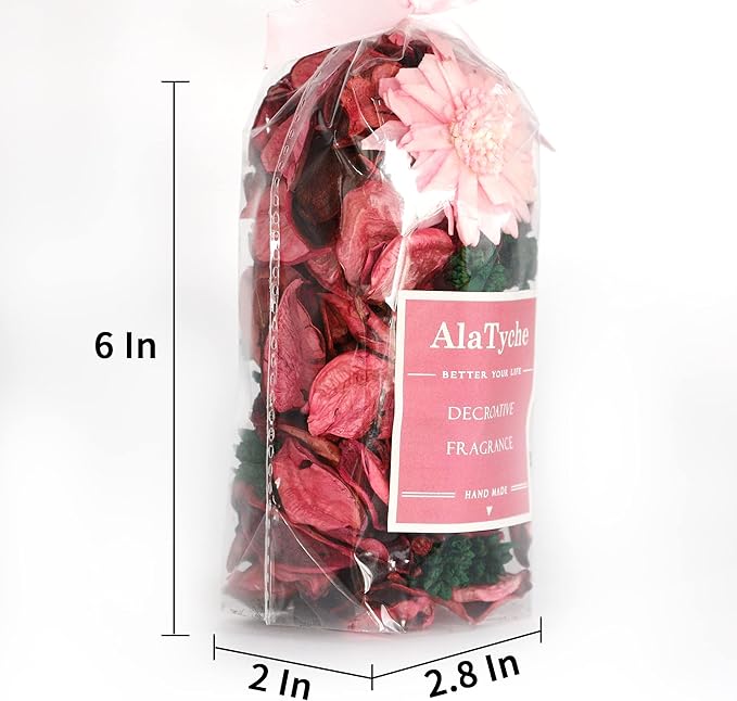 Valentine Potpourri Bags, Pink Potpourri Bowl Filler,Rose Scented Dried Flowers, Home Fragrance Sachet Petal(Blush Rose)