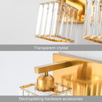 Modern Vanity Light 4-Lights Modern Gold Brushed Brass Finish Crystal Wall Light Bathroom Vanity Light Fixtures