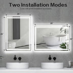 2Pack 20“ x 28” LED Mirror for Bathroom LED Bathroom Mirror Anti-Fog Dimmable 3 Colors Bathroom Mirror with Lights Smart Mirror Memory Function Wall Mounted Horizontal/Vertical