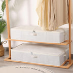 Under Bed Storage Containers, Storage Bins With Lids, Clothes Organizers for Blanket, Pillows, Shoes, Beige, 2 Pack, 23.6 x 11.8 x 5.9 Inch