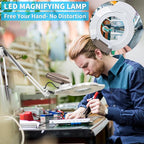 KIRKAS 10X & 30X Magnifying Glass with Light and Stand, 2200 Lumens Dimmable LED Magnifying Lamp, Real Glass Lens Lighted Magnifier Light for Craft, Reading, Repair, Hobby, Close Work- White