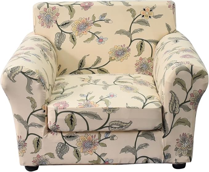 KRFOONN 2 Piece Chair Covers Printed Sofa Covers Couch Covers Washable Armchair Sofa Couch Slipcover Furniture Protector with Elastic Bottom for Living Room (Armchair, 05), Small