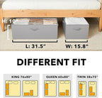 SpaceAid 2 Pack 10" High Under Bed Storage Containers, Large Underbed Storage Organizer Bins with Lids for Bedroom, Dorm, Clothes, Closet Organization, Bed Sheets and Blankets (Gray)