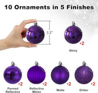 Purple 3.2" Large Christmas Balls - Christmas Tree Decoration Ornaments Shatterproof Hanging Balls for Birthday Halloween Holiday Wedding Decorations Set of 10pcs