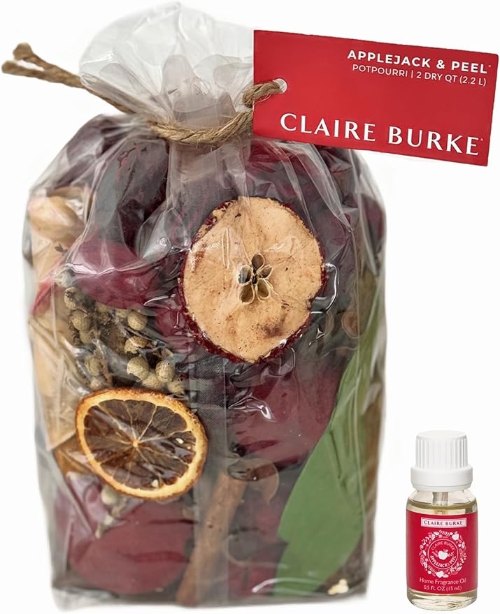 Claire Burke Decorative Potpourri & Fragrance Oil Set, Applejack & Peel Scent, 1 Count
