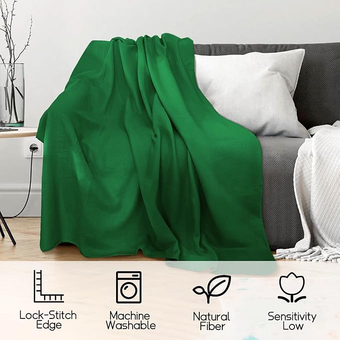24 Pcs Fleece Blankets Bulk 60 x 50 in, Soft Lightweight Throw Blankets in Bulk Large Cozy Wool Blankets for Wedding, Bed, Couch, Outdoor, Use Gifts & Home, Homeless Men Women (Green)