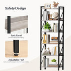 HOOBRO Bookshelf, 6-Tier Industrial Bookcase, Book Shelf Storage Organizer, Tall Bookshelf with Metal Frame for Living Room, Bedroom, Home Office, Kitchen, Greige and Black BG72SJ01