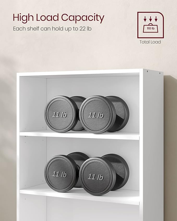 VASAGLE Set of 2 Bookshelves, 23.6 Inches Wide, 4-Tier Open Bookcases with Adjustable Storage Shelves, Floor Standing Units, Cloud White ULBC164T14-2