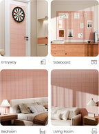 Bumusty Large Felt Bulletin Board, 48" x 36" Cork Board Alternative, 12-Pack Wall Tiles with 4-Compartment Design, 30 Push Pins, 70 Adhesive Tabs, Ideal for Office & Home Decor, Pink