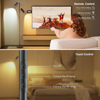Spotlight Floor Lamp, Tall LED Standing Lamp with Remote/Touch Control, 2700K-6500K, 350°Rotating Head Standing Lamp, Reading Floor Lamp for Living Room, Bedroom, Office & Wall Art, Dual Head