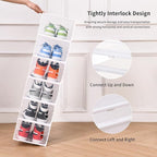 Large Shoe Storage Boxes Organizers Clear Plastic Stackable 12 Pack Fit Size 9, Shoe Rack & Holder Substitute, Sneaker Containers, Toy Storage Organizer Bins for Entryway, Closet, Under Bed