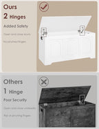 DINZI LVJ Storage Chest, 39.4” Wooden Toy Box with 2 Safety Hinges, Entryway Shoe Bench with Flip-Top, Sturdy Large Storage Trunk for Living Room, Bedroom, Playroom, Easy Assembly, White
