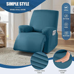 TAOCOCO Recliner Chair Covers 4-Pieces for Oversized Recliner, Stretch Recliner Cover for Large Chair Washable Polyester Soft Fabric Furniture Protector(Oversized Recliner, Turquoise Blue)