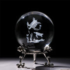 HDCRYSTALGIFTS Crystal Glass Sea Turtle Figurine 60mm(2.3in) 3D Laser Etched Crystal Animal Ornaments Art,Glass Sphere Display Sculpture Home Decor Gift