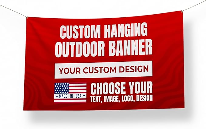 Custom Large Banner by BCB Print | Personalized Polyester Wall Hanging Banner for Outdoor Use | Add Your Image, Text, or Logo for Business, Birthdays, Graduations & Events | Made in USA | HD Print.