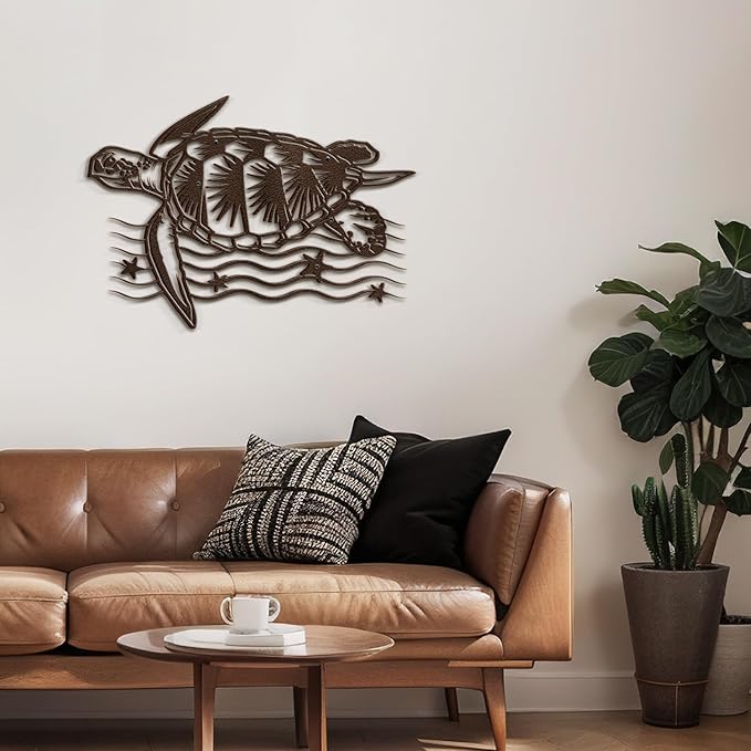 SIGNLEADER Metal Wall Art Decor Turtle Minimalist Modern Abstract Wall Sculpture Hangings Home Decoration for Living Room, Bedroom, Bathroom, Kitchen, Outdoor - 18" Bronze