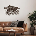 SIGNLEADER Metal Wall Art Decor Turtle Minimalist Modern Abstract Wall Sculpture Hangings Home Decoration for Living Room, Bedroom, Bathroom, Kitchen, Outdoor - 18" Bronze