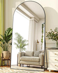 Full-Length Floor Mirror with Stand, 78"x38" Arched Style Full Body Standing Mirror for Bedroom, Living Room, Gym, Dorm - Shatter-Resistant & Easy Assembly, Black