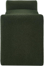 24KF Modern Upholstered Bed Bench Covered with Soft Boucle Teddy Fabric, Lovely Entryway Bench Ottoman with Armrest,5062-Dark Green