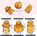 Double Sided Vintage Ribbed Taper Glass Candle Holders,Tea Candle Holder for Table Centerpieces, Wedding Decorations and Dinner Parties (Amber, 3 PCS)