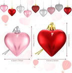 Skylety 60 Pieces Valentine's Day Heart Ornaments, Heart Shaped Decorations Tree Hanging Baubles for Valentine Wedding Anniversary, 3 Styles 2 Size (Multi-Color)