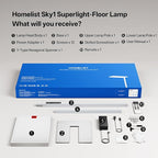 Homelist SKY1 Superlight 150W Full Spectrum Eye Protection Floor Lamp, 13000LM Ultra-Bright Standing Lamp with Motion Sensor, Auto Dimming, Touch & Remote Control, 4000K, for Homeoffice, Study Room