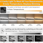 SOLFART 5 Color Temperature Adjustable Modern Vanity Light6 Lights Black Bathroom Light FixturesIndoor LED Bar Lighting 5 Color Temperature Adjustable 5CCT