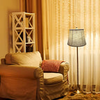 Double TOOTOO STAR Brown Lamp Shade Set of 2, Large Drum Lampshade for Floor Light and Table Lamp 10x14x10 inch, DIY Fabric Natural Linen Hand Crafted, Spider (Brown, 10 x 14 x 10.5 inch)