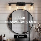 Emliviar 4 Light Vanity Lights Over Mirror with Clear Glass, 29.3" Matte Black Bathroom Vanity Lighting for Living Room, YCE238B-4W BK