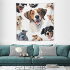 VUMIVI Cartoon Dog Tapestry Black & White Pet Dog Heads Cute Illustration Modern Creative Design Tapestry Wall Hanging for Living Room Bedroom Dorm Classroom Aesthetic Decor W60xL60in