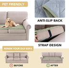 H.VERSAILTEX Couch Cover Chenille Pet Fuzzy Sofa Covers for 2 Cushion Couch Anti Slip Washable Sofa Slipcovers with Strap Soft Couch Protector Cover for Dogs Cats Kids(27.6" x 71", Tender Green)