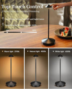 Portable Led Cordless Lamp Table Light 2 Pack, Rechargeable 6000mAh Battery Outdoor Table Lamp for Dinning Restaurant Patio Bedroom Camping, IP54 Waterproof, Dimmable