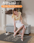 Foldable Storage Ottoman Bench, Velvet Footrest and Seat Cube with Feet, Storage Chest, for Living Room, Bedroom and Office, 15 x 43 x 15.7 Inches, Dove Gray, ASND24G