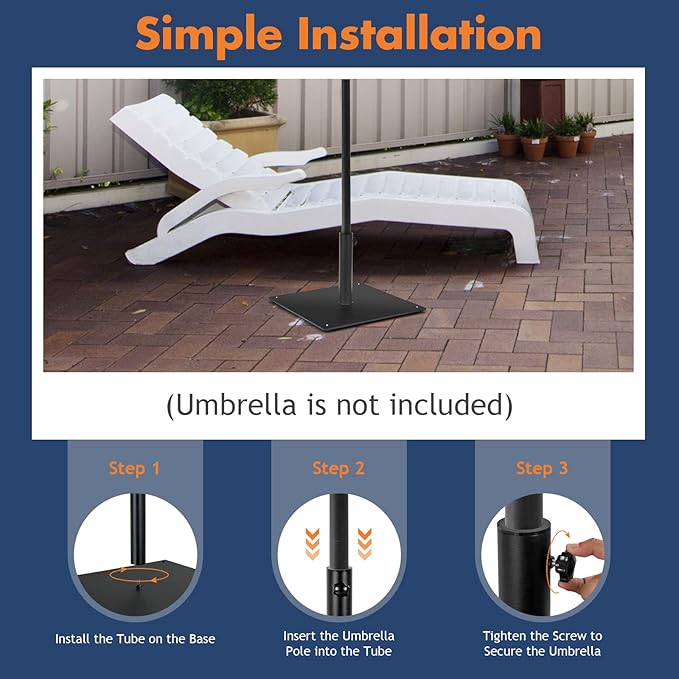 Giantex 35 lbs Patio Umbrella Base, 20 inch Heavy Duty Square Outdoor Umbrella Stand for 1.6''-1.9'' Poles, 4 Adjustable Pads Anchor Holes, Umbrella Holder for Deck Yard Poolside Garden