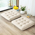 Floor Pillow Set of 2, Memory Foam Meditation Cushion, Floor Cushions for Adults Sitting, Large Square Seat Cushions for Yoga, Living Room, 22x22 Inch (Off-White)