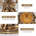 rnuie Desk Clock for Mantle Decor, Vintage Elephant Table Clock Battery Operated, Bronze Elephant Statue Mantel Clock for Living Room, Shelf, Fireplace, Home, Table Top Decor