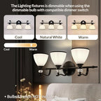 ANDY STAR Milky Glass Bathroom Vanity Light Over Mirror, 3-Light Matte Black Bathroom Light Fixtures with Frosted Glass, 22.5 inch Modern Vanity Lighting Wall Mount, E26 Base, Bulbs Not Included