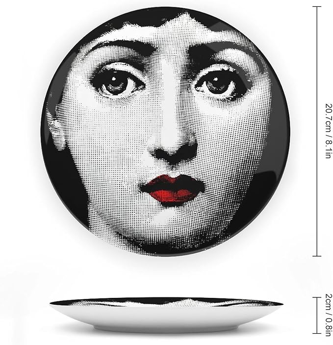 Lina Cavalieri Plate, Wall Decorative Plate, Mysterious Face Plate Wall Hanging Decoration,Including Bracket and Special Spring Hook, 8inch, Style11