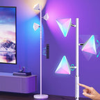36W RGBCW Floor Lamp, Color Changing LED Tree Floor Lamp, Stepless Dimmable Tall Standing Lamp with Remote & Touch Control, 2700K-6500K Modern Floor Lamps for Living Room, Bedroom, Gaming Room - White